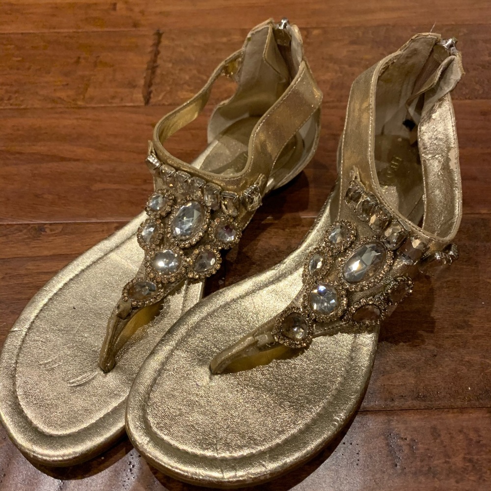 Rhinestoned glitter sandals